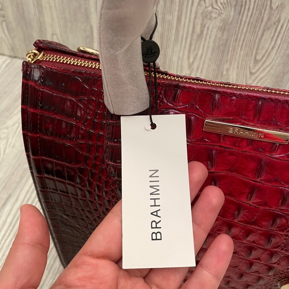 BRAHMIN Caroline Rose Ombre Melbourne Satchel Embossed Leather Handbag - Picture 9 of 10